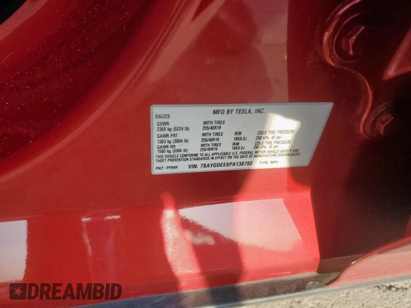 2023 Tesla Model Y Long Range z VIN 7SAYGDEE8PA138780, wystawiony jako Copart lot #53294385 z przebiegiem 137 496 mil mil oraz Szkoda całkowita • Salvage title. Historia ofert i sprzedaży dostępna na DreamBid. Obrazek 15.