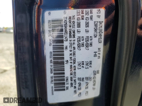 2004 Chrysler Pacifica z VIN 2C4GM684X4R511479, wystawiony jako Copart lot #57055155 z przebiegiem 182 041 mil mil oraz Szkoda całkowita • Salvage title. Historia ofert i sprzedaży dostępna na DreamBid. Obrazek 13.