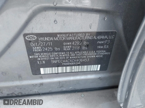 2012 Hyundai Sonata Limited z VIN 5NPEC4ACXCH406453, wystawiony jako IAAI lot #41365224 z przebiegiem 87 766 mil mil oraz . Historia ofert i sprzedaży dostępna na DreamBid. Obrazek 9.
