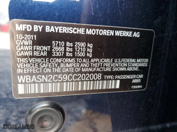 2012 BMW 5 Series Gran Turismo 535i with VIN WBASN2C59CC202008, listed as a Copart auction lot 46058665 with 126,248 mi miles and Salvage Title. Bid and sale history available at carsss.com. Image 15.