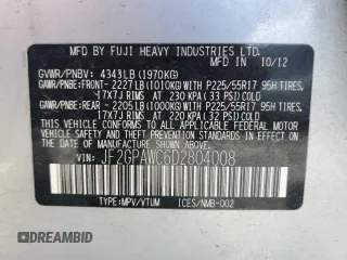 2013 Subaru Crosstrek Premium с VIN JF2GPAWC6D2804008, выставлен на аукционе Copart как лот 61626785 с пробегом 148 575 миль миль и Списание • Salvage title. История ставок и продаж доступна на DreamBid. Изображение 12.