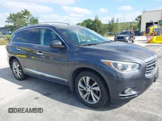 2013 Infiniti JX35 with VIN 5N1AL0MM1DC339634, listed as a IAAI auction lot 42096665 with 109,133 mi miles. Bid and sale history available at carsss.com. Image 1.