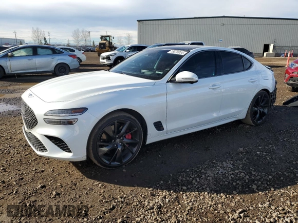 2023 Genesis G70 3.3T with VIN KMTG54TE5PU121061, listed as a Copart auction lot 78875054 with 37,639 mi miles and Salvage Title. Bid and sale history available at DreamBid. Image 1.