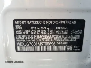 2021 BMW X1 sDrive28i z VIN WBXJG7C01M5T08696, wystawiony jako Copart lot #48004855 z przebiegiem 37 593 mil mil oraz Szkody całkowita. Historia ofert i sprzedaży dostępna na DreamBid. Obrazek 13.