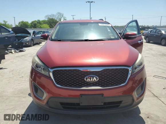 2016 Kia Sorento LX with VIN 5XYPG4A37GG087068, listed as a Copart auction lot 52555575 with 75,223 mi miles and Salvage Title. Bid and sale history available at carsss.com. Image 5.