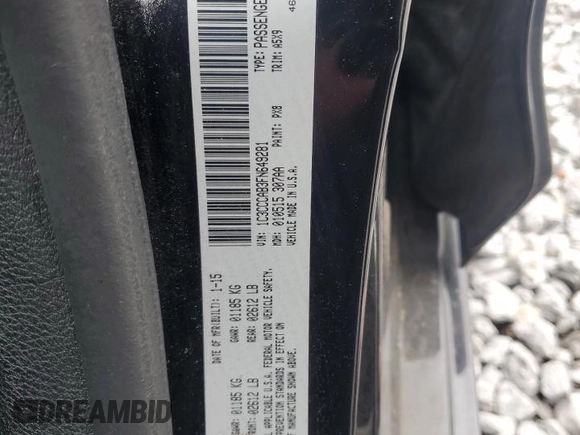 2015 Chrysler 200 Limited with VIN 1C3CCCAB3FN649281, listed as a Copart auction lot 50343895 with Not Provided miles and Salvage Title. Bid and sale history available at carsss.com. Image 12.