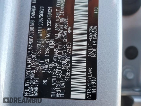 2023 Lexus RX 350h с VIN 2T2BBMCA3PC022150, выставлен на аукционе Copart как лот 57596505 с пробегом 30 282 миль миль и Списание • Salvage title. История ставок и продаж доступна на DreamBid. Изображение 13.