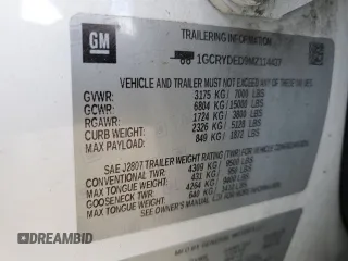 2021 Chevrolet Silverado 1500 LT with VIN 1GCRYDED9MZ114437, listed as a Copart auction lot 72253114 with Not Provided miles and Salvage Title. Bid and sale history available at DreamBid. Image 13.
