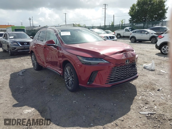 2024 Lexus RX 350h z VIN 2T2BBMCA9RC036038, wystawiony jako IAAI lot #42672432 z przebiegiem Nie podano mil oraz . Historia ofert i sprzedaży dostępna na DreamBid. Obrazek 1.
