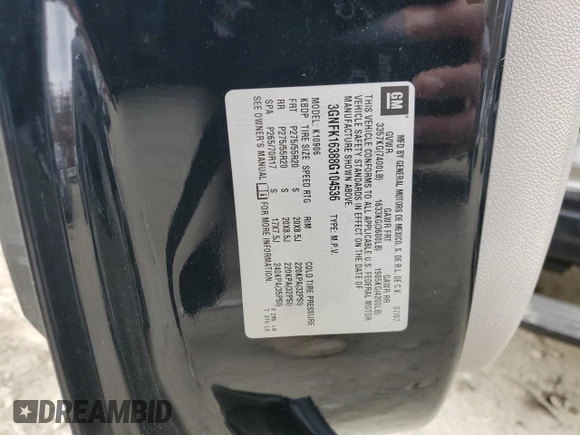 2008 Chevrolet Suburban LT w/3LT with VIN 3GNFK16388G104536, listed as a Copart auction lot 79519284 with 87,786 mi miles and Salvage Title. Bid and sale history available at carsss.com. Image 13.