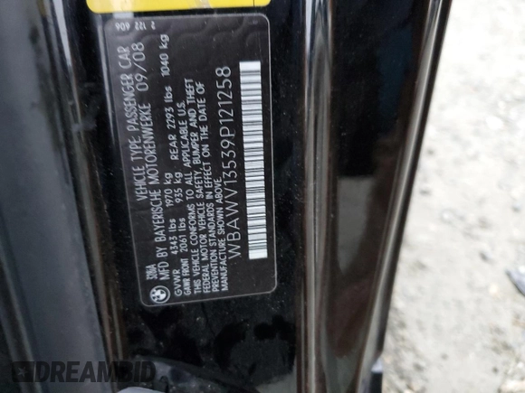 2009 BMW 3 Series 328i with VIN WBAWV13539P121258, listed as a Copart auction lot 85754404 with 94,373 mi miles and Salvage Title. Bid and sale history available at carsss.com. Image 12.