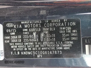 2016 Kia Sedona SX with VIN KNDMC5C10G6147873, listed as a Copart auction lot 43356985 with 133,356 mi miles and Salvage Title. Bid and sale history available at carsss.com. Image 13.