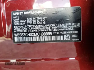 2021 BMW M5 z VIN WBS83CH0XMCH08885, wystawiony jako Copart lot #39373083 z przebiegiem Nie podano mil oraz . Historia ofert i sprzedaży dostępna na DreamBid. Obrazek 14.