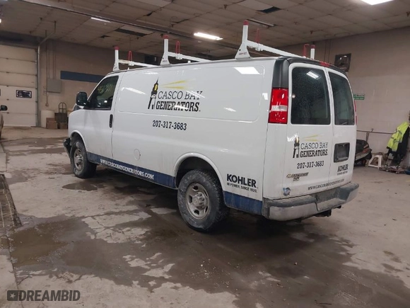 2021 Chevrolet Express Cargo Van with VIN 1GCWGAFP9M1303035, listed as a IAAI auction lot 41503211 with 55,155 mi miles. Bid and sale history available at carsss.com. Image 3.