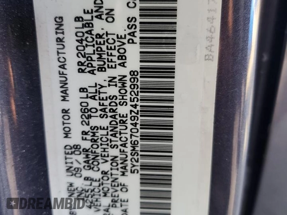2009 Pontiac Vibe with VIN 5Y2SM67049Z452998, listed as a Copart auction lot 78538494 with 184,596 mi miles and Salvage Title. Bid and sale history available at carsss.com. Image 13.