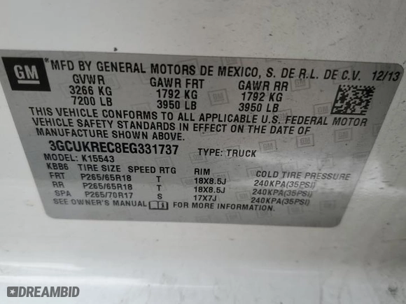2014 Chevrolet Silverado 1500 LT with VIN 3GCUKREC8EG331737, listed as a Copart auction lot 47282545 with 152,514 mi miles and Salvage Title. Bid and sale history available at carsss.com. Image 12.