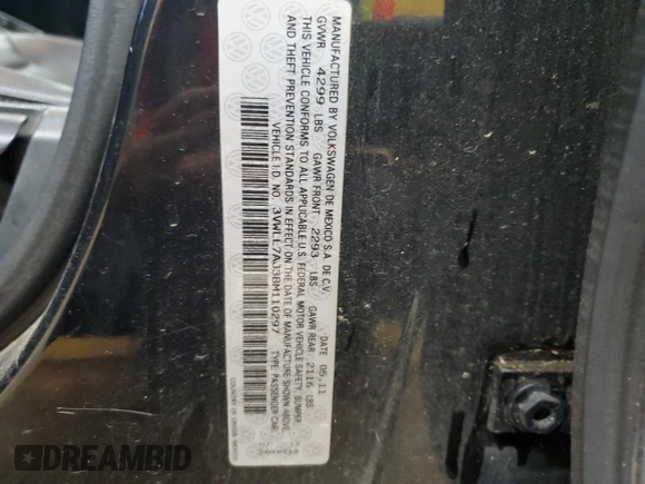 2011 Volkswagen Jetta TDI с VIN 3VWLL7AJ3BM110297, выставлен на аукционе Copart как лот 51360055 с пробегом 270 536 миль миль и Чистый • Clean title. История ставок и продаж доступна на DreamBid. Изображение 12.