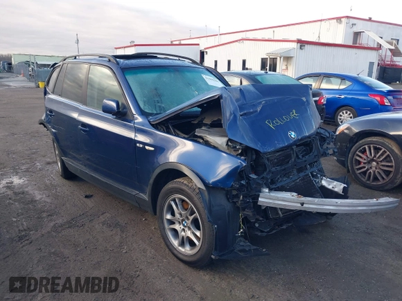 2005 BMW X3 2.5i with VIN WBXPA734X5WC51220, listed as a IAAI auction lot 41069508 with 1 mi miles. Bid and sale history available at carsss.com. Image 1.