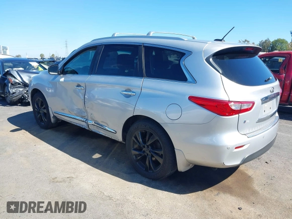 2013 Infiniti JX35 with VIN 5N1AL0MMXDC345352, listed as a IAAI auction lot 40145431 with 105,286 mi miles and . Bid and sale history available at DreamBid. Image 3.