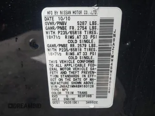 2011 Nissan Murano S with VIN JN8AZ1MW4BW160126, listed as a IAAI auction lot 42032136 with 138,372 mi miles and . Bid and sale history available at carsss.com. Image 9.