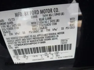 2023 Ford Explorer XLT with VIN 1FMSK8DH4PGC11989, listed as a IAAI auction lot 41845428 with 30,161 mi miles and . Bid and sale history available at carsss.com. Image 9.