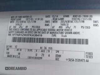 2015 Ford Transit Cargo with VIN 1FTNR1ZMXFKA38419, listed as a IAAI auction lot 41216802 with 109,744 mi miles and . Bid and sale history available at DreamBid. Image 9.