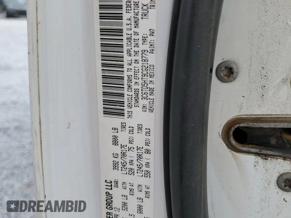 2012 Ram 2500 ST with VIN 3C6TD5HT9CG218779, listed as a Copart auction lot 47538835 with 0 mi miles and Salvage Title. Bid and sale history available at carsss.com. Image 13.