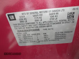 2015 Chevrolet Equinox LTZ with VIN 2GNALDEK0F6382695, listed as a IAAI auction lot 42131840 with 172,141 mi miles. Bid and sale history available at carsss.com. Image 9.