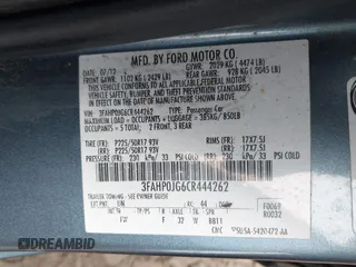 2012 Ford Fusion SEL with VIN 3FAHP0JG6CR444262, listed as a IAAI auction lot 41990541 with 151,914 mi miles. Bid and sale history available at carsss.com. Image 9.
