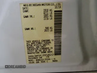2015 Nissan Altima SV with VIN 1N4AL3AP5FC205822, listed as a Copart auction lot 51036335 with 172,484 mi miles and Salvage Title. Bid and sale history available at DreamBid. Image 13.