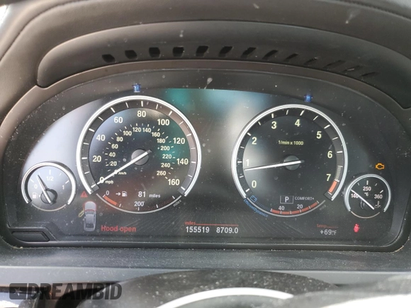 2013 BMW 7 Series 750i with VIN WBAYA8C58DC996493, listed as a Copart auction lot 51622225 with 155,519 mi miles and Clean Title. Bid and sale history available at DreamBid. Image 9.
