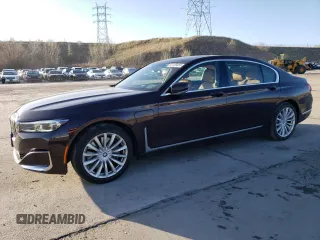 2020 BMW 7 Series with VIN WBA7W4C06LBM70555, listed as a Copart auction lot 52126455 with 37,375 mi miles and Salvage title. Bid and sale history available at DreamBid. Image 1.