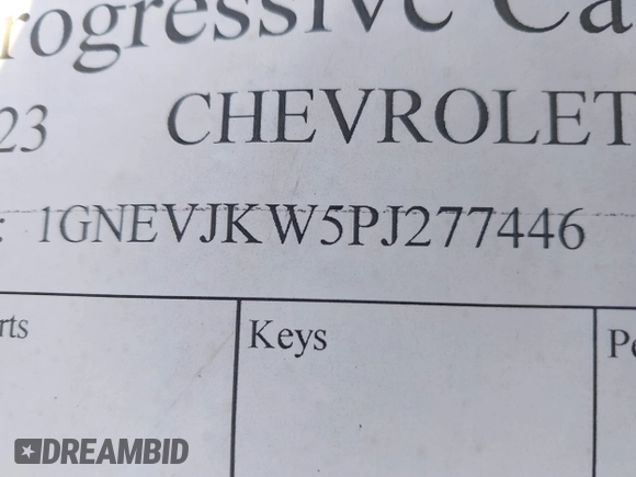 2023 Chevrolet Traverse RS z VIN 1GNEVJKW5PJ277446, wystawiony jako IAAI lot #40950221 z przebiegiem Nie podano mil oraz . Historia ofert i sprzedaży dostępna na DreamBid. Obrazek 9.