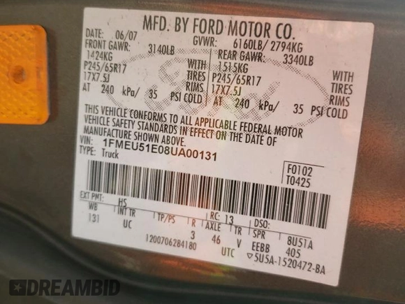2008 Ford Explorer Sport Trac XLT z VIN 1FMEU51E08UA00131, wystawiony jako Copart lot #54473085 z przebiegiem 97 040 mil mil oraz Szkoda całkowita • Salvage title. Historia ofert i sprzedaży dostępna na DreamBid. Obrazek 12.