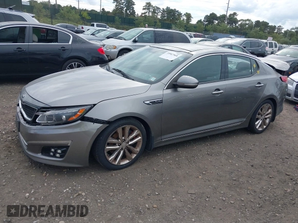 2015 Kia Optima SX Turbo with VIN 5XXGR4A68FG449822, listed as a IAAI auction lot 40480060 with 108,570 mi miles. Bid and sale history available at carsss.com. Image 2.