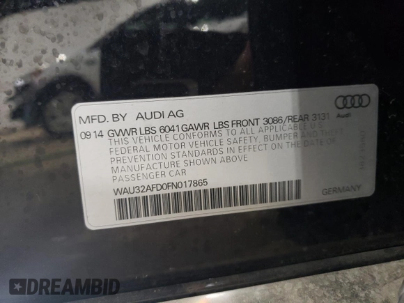 2015 Audi A8 4.0T z VIN WAU32AFD0FN017865, wystawiony jako Copart lot #37065594 z przebiegiem 55 632 mil mil oraz Szkoda całkowita • Salvage title. Historia ofert i sprzedaży dostępna na DreamBid. Obrazek 12.