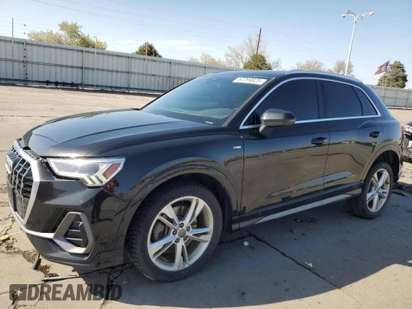 2020 Audi Q3 S line Premium Plus with VIN WA1EECF36L1040120, listed as a Copart auction lot 52399825 with 86,757 mi miles and Salvage title. Bid and sale history available at DreamBid. Image 1.