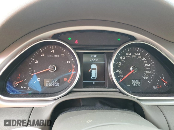 2013 Audi Q7 Premium Plus with VIN WA1LGAFE9DD008916, listed as a Copart auction lot 58062715 with 75,070 mi miles and Salvage title. Bid and sale history available at DreamBid. Image 9.