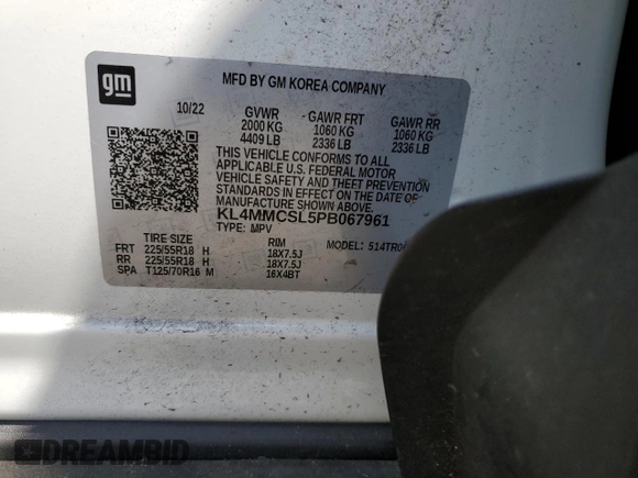 2023 Buick Encore GX Preferred z VIN KL4MMCSL5PB067961, wystawiony jako Copart lot #60265945 z przebiegiem 17 434 mil mil oraz Szkoda całkowita • Salvage title. Historia ofert i sprzedaży dostępna na DreamBid. Obrazek 13.