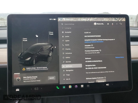 2023 Tesla Model Y Long Range with VIN 7SAYGDEE1PF923998, listed as a Copart auction lot 48954205 with 21,525 mi miles and Salvage Title. Bid and sale history available at DreamBid. Image 9.