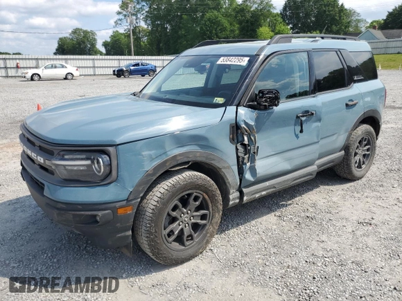 2021 Ford Bronco Sport Big Bend with VIN 3FMCR9B62MRA91007, listed as a Copart auction lot 53842295 with 59,535 mi miles and Salvage title. Bid and sale history available at DreamBid. Image 1.