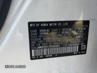 2016 Honda Fit LX with VIN JHMGK5H51GX008405, listed as a Copart auction lot 89374675 with Not Provided miles and Salvage Title. Bid and sale history available at DreamBid. Image 13.