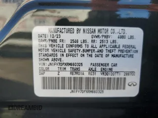 2024 Infiniti Q50 Red Sport 400 with VIN JN1FV7DPXRM660325, listed as a Copart auction lot 83021934 with 142 mi miles and Non Repairable. Bid and sale history available at DreamBid. Image 12.