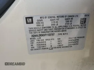 2015 Chevrolet Equinox LTZ with VIN 2GNALDEKXF1103797, listed as a Copart auction lot 50603955 with 147,234 mi miles and Clean Title. Bid and sale history available at carsss.com. Image 13.
