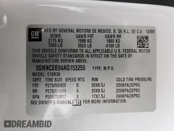 2010 Chevrolet Avalanche with VIN 3GNNCEE04AG153259, listed as a Copart auction lot 86007974 with 175,836 mi miles and Salvage Title. Bid and sale history available at DreamBid. Image 13.