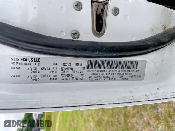 2015 Ram 1500 Outdoorsman z VIN 1C6RR7LM1FS688552, wystawiony jako Copart lot #57871575 z przebiegiem Nie podano mil oraz Czysty tytuł • Clean title. Historia ofert i sprzedaży dostępna na DreamBid. Obrazek 10.
