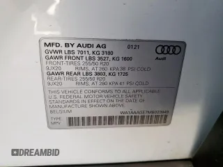 2021 Audi e-tron Premium z VIN WA1AAAGE7MB023949, wystawiony jako Copart lot #50706165 z przebiegiem 53 839 mil mil oraz Szkody całkowita. Historia ofert i sprzedaży dostępna na DreamBid. Obrazek 13.