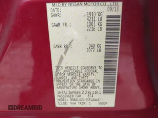 2014 Nissan Altima 2.5 S with VIN 1N4AL3AP6EN226181, listed as a IAAI auction lot 42114644 with 115,567 mi miles. Bid and sale history available at carsss.com. Image 9.