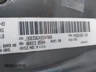 2003 Dodge Neon SXT z VIN 1B3ES56C43D247003, wystawiony jako IAAI lot #42111917 z przebiegiem 115 107 mil mil oraz . Historia ofert i sprzedaży dostępna na DreamBid. Obrazek 9.