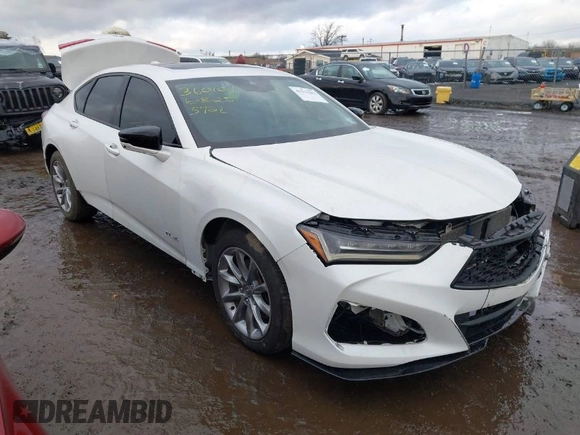 2021 Acura TLX w/A-Spec Package with VIN 19UUB5F53MA012897, listed as a IAAI auction lot 41571283 with 1 mi miles. Bid and sale history available at carsss.com. Image 1.